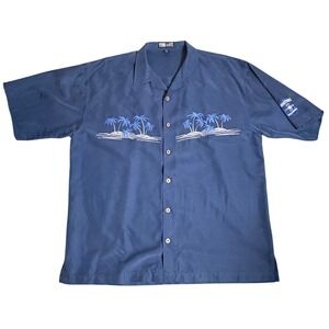 Time Out Mens XL Navy Blue Hooters 2004 Memorial Golf Embroidered Tropical Shirt